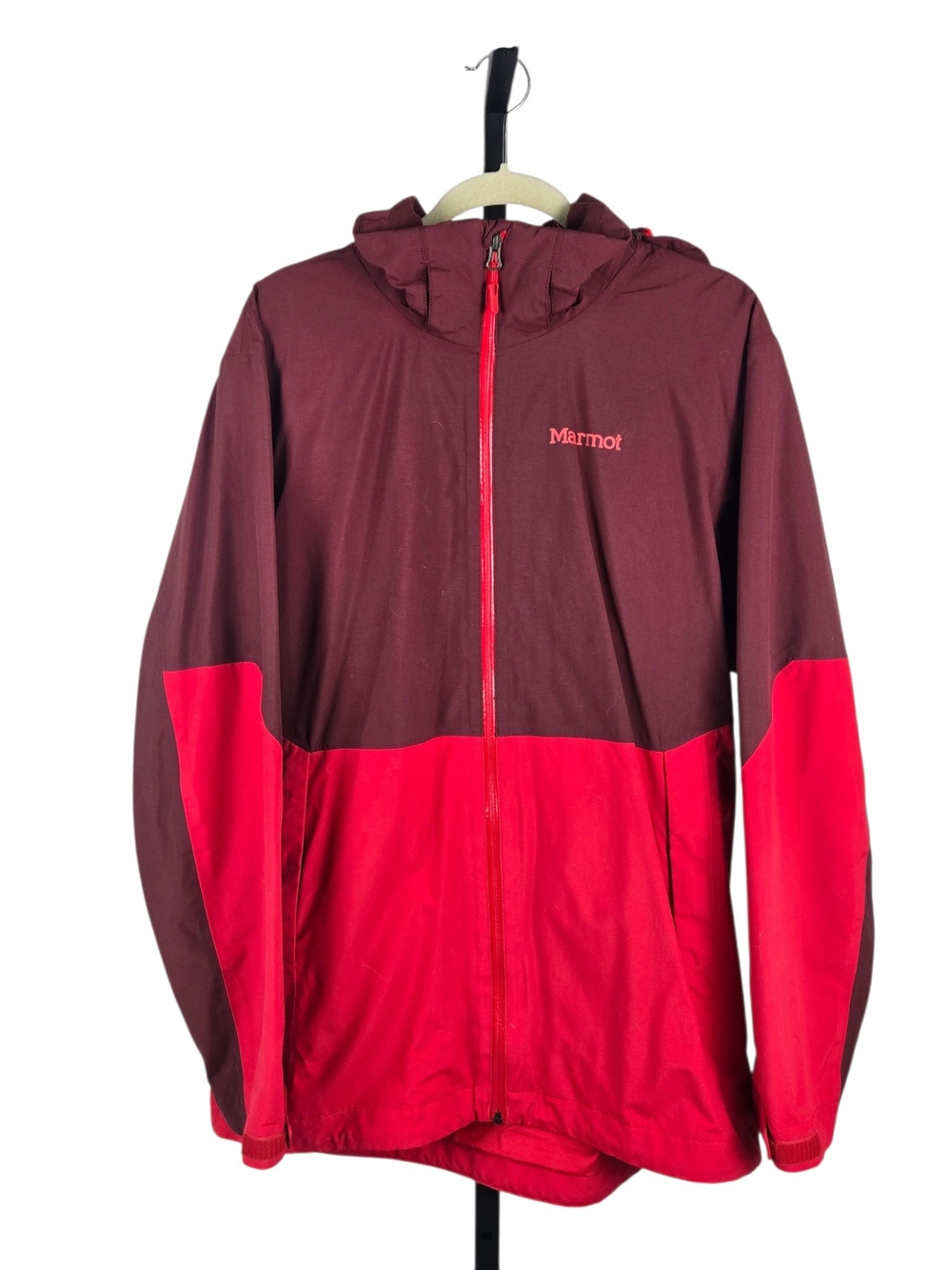 Marmot Ramble Component Rain Jacket Waterproof Hooded Colorblock Burgundy Red L